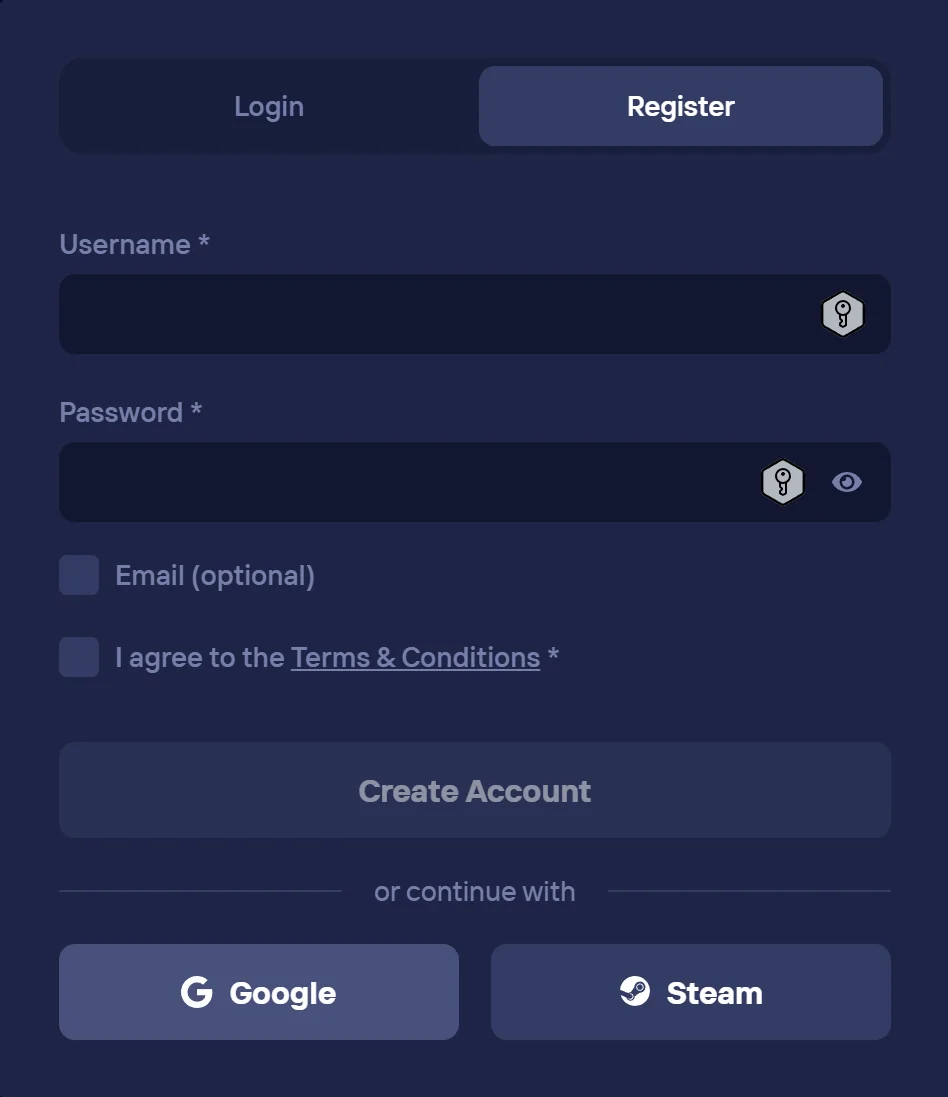 Duel5.com mobile registration screen, email signup with email only