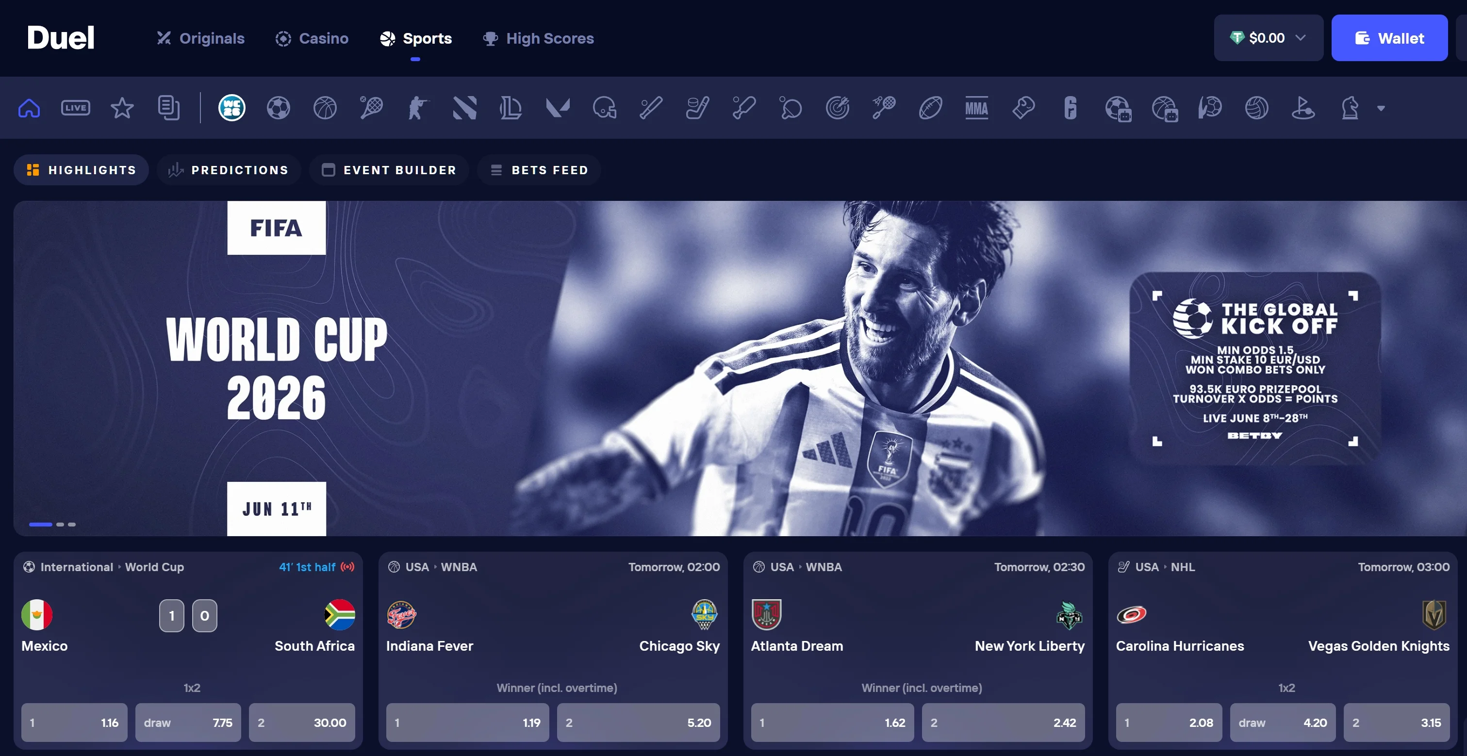 FIFA World Cup 2026 sports betting at Duel5.com