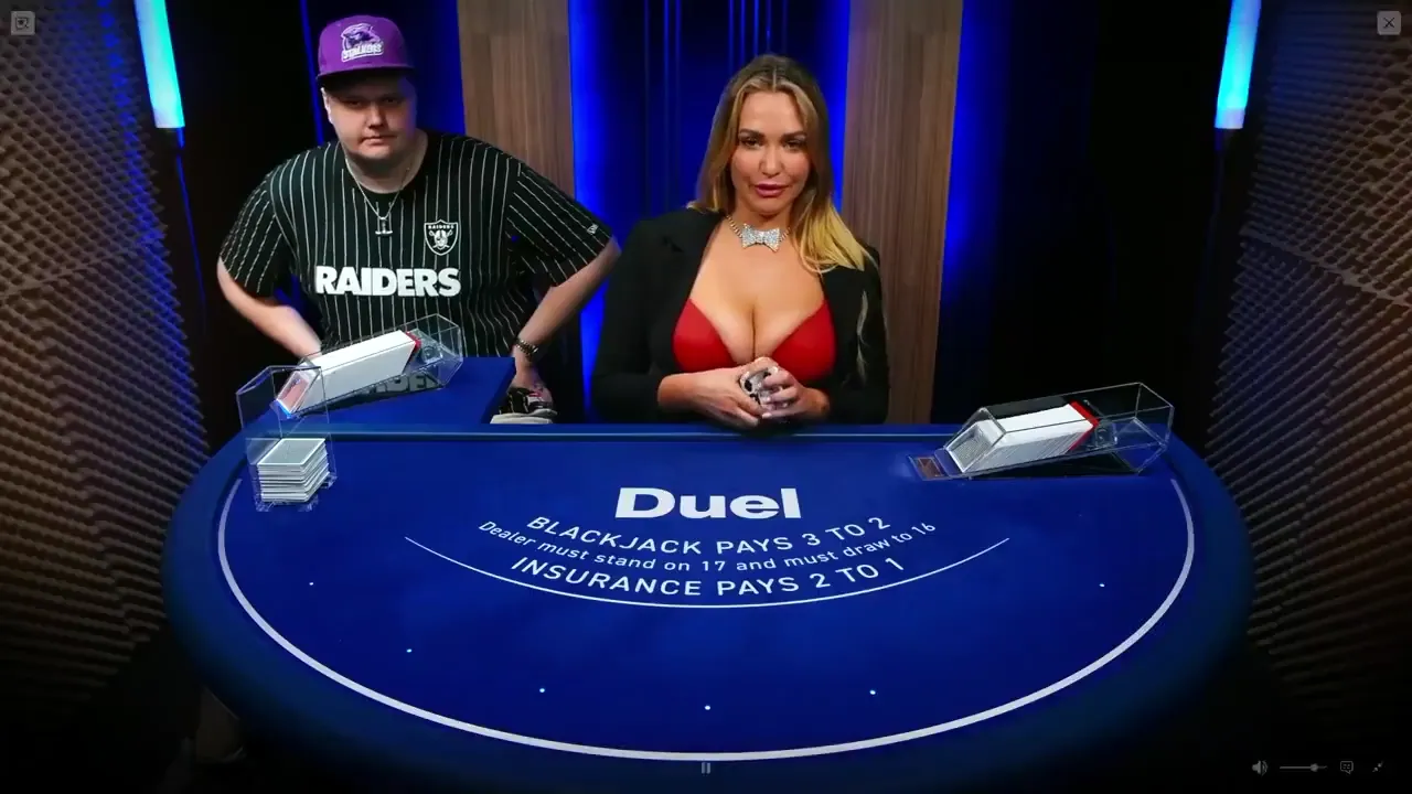 Mia Malkova dealing hands at Duel Casino